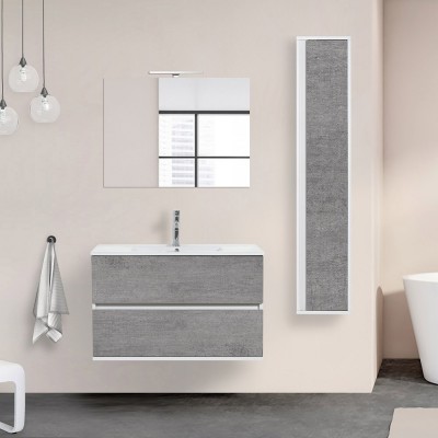 Mobile salvaspazio bagno Duble 90 cm grigio industrial