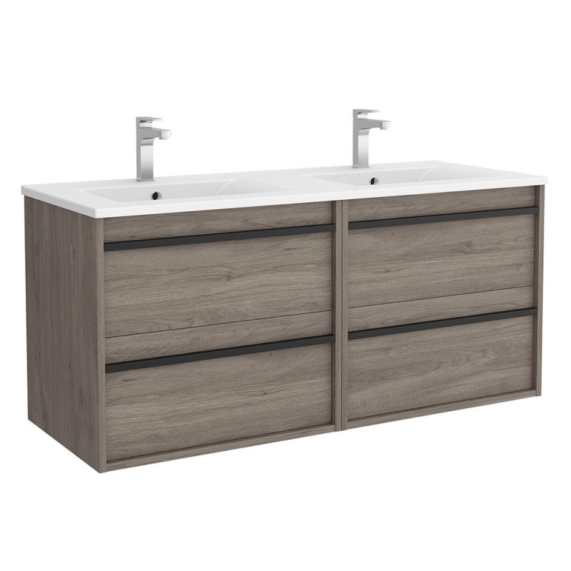 Mobile bagno moderno in legno cm 100 Arenys Bianco Lucido