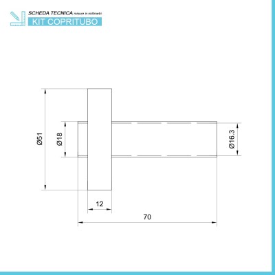 Scheda tecnica kit copritubo per termoarredo universale in ottone con finitura cromo