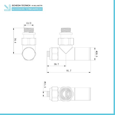 Scheda tecnica valvole termoarredo tonde cromo con attacco standard G 1/2