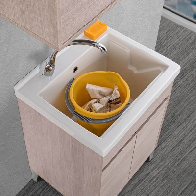 Vasca per lavatoio in ceramica 60x50 da incasso con foro per miscelatore a sinistra