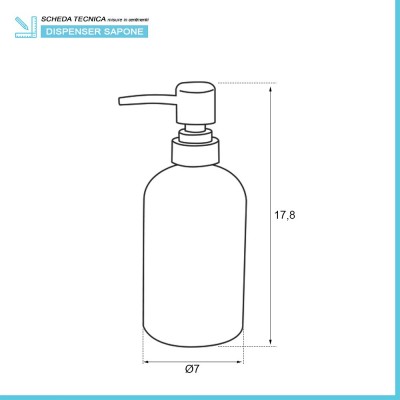 Scheda tecnica set dispenser sapone liquido in vetro colorato con capienza 400 ml