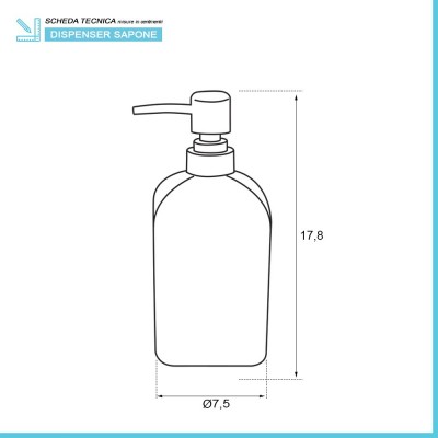 Scheda tecnica set dispensatore sapone liquido in vetro colorato con capacità 400 ml