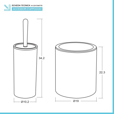 Scheda tecnica portascopino wc e pattumiera bagno serie Blob