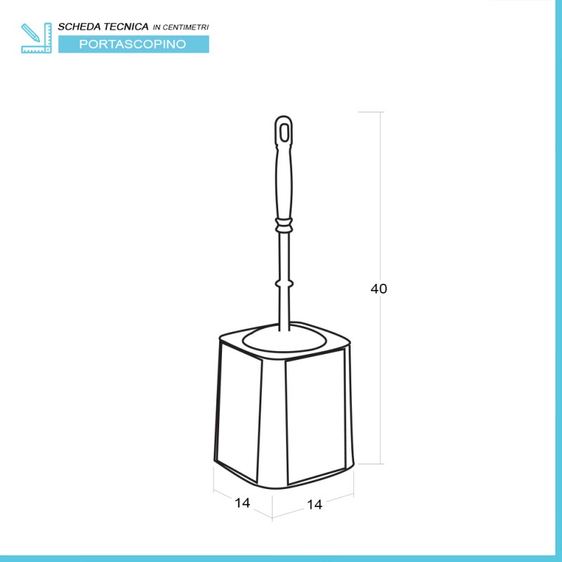 Porta scopino bagno in plastica bianca completo di spazzola ergonomica