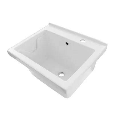 Vasca lavatoio in ceramica 60x50 da incasso con foro per miscelatore a destra