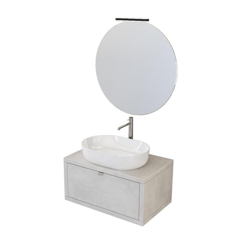 Mobile bagno sospeso 80 cm Master grigio nuvola con lavabo e specchio