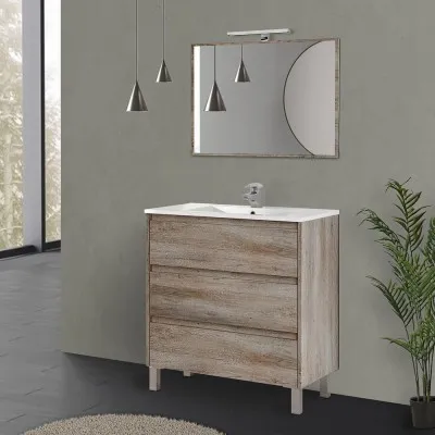 Mobile bagno sospeso 80 cm antracite con specchio a filo Zen