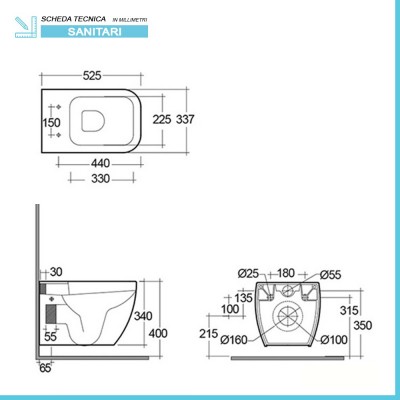 Scheda tecnica WC Metropolitan sospeso