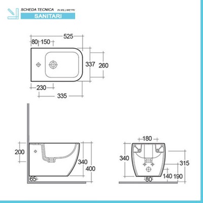 Scheda tecnica Bidet Metropolitan sospeso