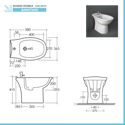 Scheda tecnica del Bidet Karla