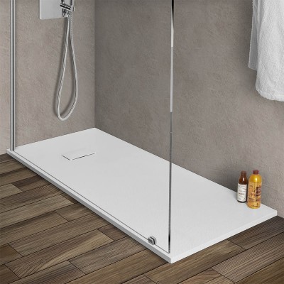 Piatto doccia in resina 80x170 cm Bianco effetto pietra Agorà