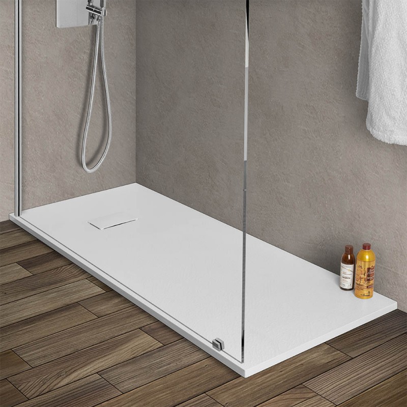 Piatto doccia in resina 80x180 cm Bianco effetto pietra Agorà