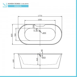 Scheda tecnica della Vasca da bagno freestanding moderna Audrey