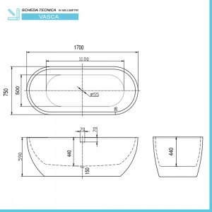 Scheda Tecnica della Vasca da bagno freestanding Chantal II