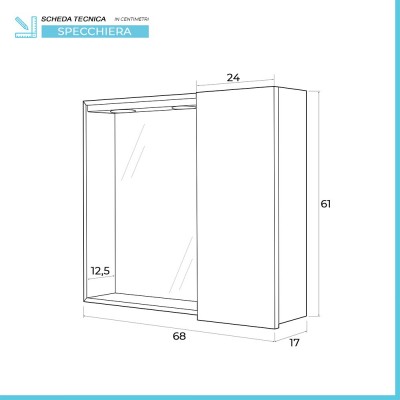 Scheda tecnica dello specchio contenitore Way