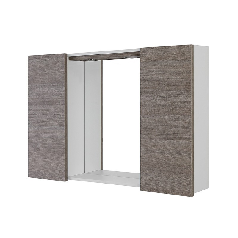 Specchio contenitore LED 91x61 cm rovere scuro con ante laterali Way