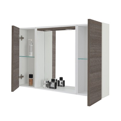 Specchiera a mobiletto Way Rovere scuro con 2 ante a chiusura rallentata