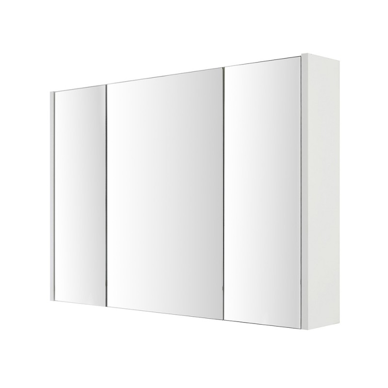 Specchio bagno contenitore 100x70 cm bianco opaco 3 ante e ripiani Way