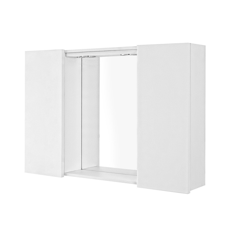 Specchio contenitore LED 91x61 cm bianco lucido con pensili laterali Desya