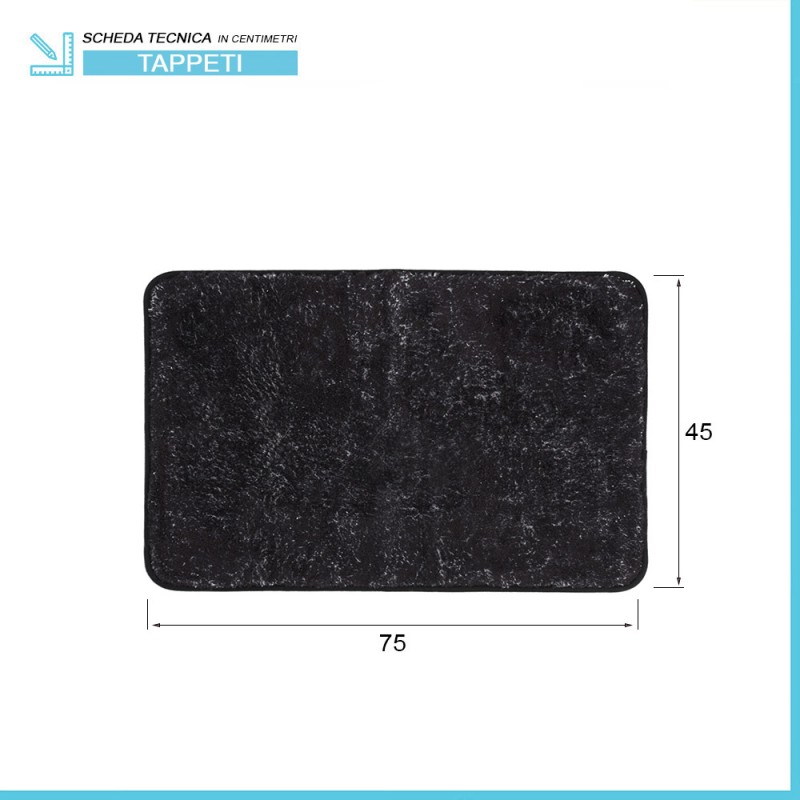 Tappeto bagno nero 45x75 cm in poliestere fondo antiscivolo