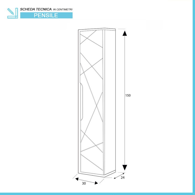 Colonna bagno sospesa h .150 cm Furore tortora con ripiani regolabili