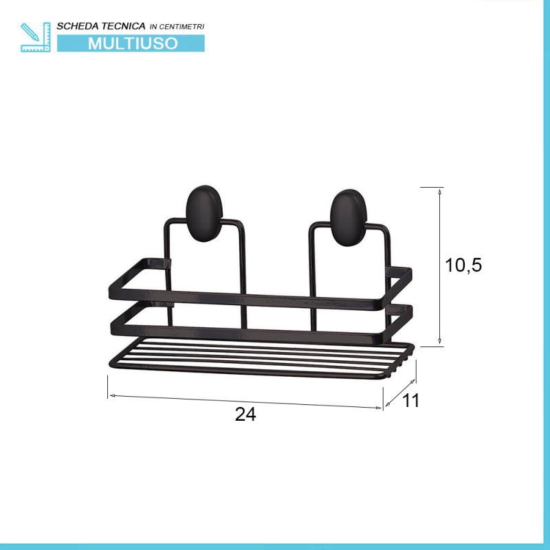 Doppia Mensola Angolare Per Doccia In Acciaio Inox Nero Opaco
