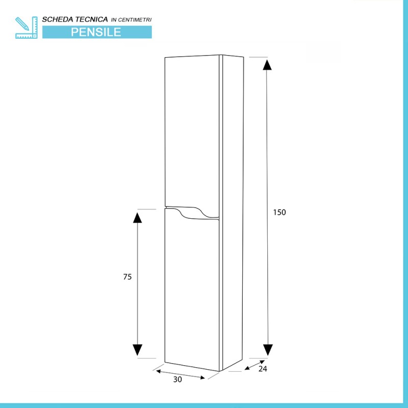 Colonna bagno sospesa 30x150 cm azzurro polvere Minori/Maiori