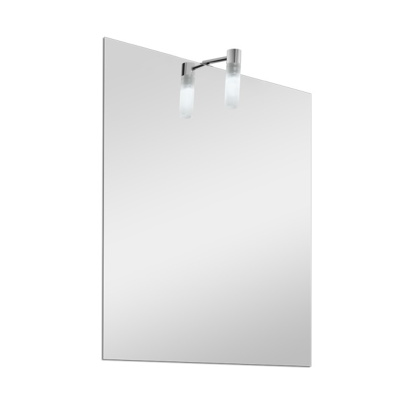 Specchio bagno 50x60 cm reversibile con luce LED in vetro satinato 