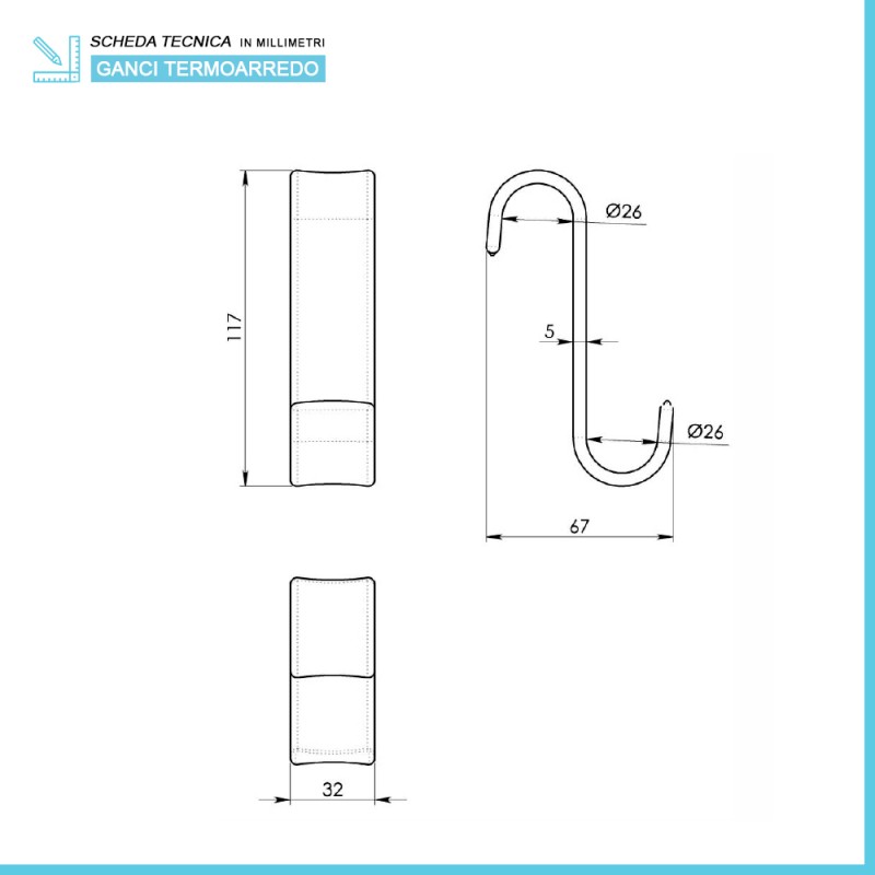 GANCIO PER SCALDASALVIETTE BAGNO GRIGIO, MERLINO