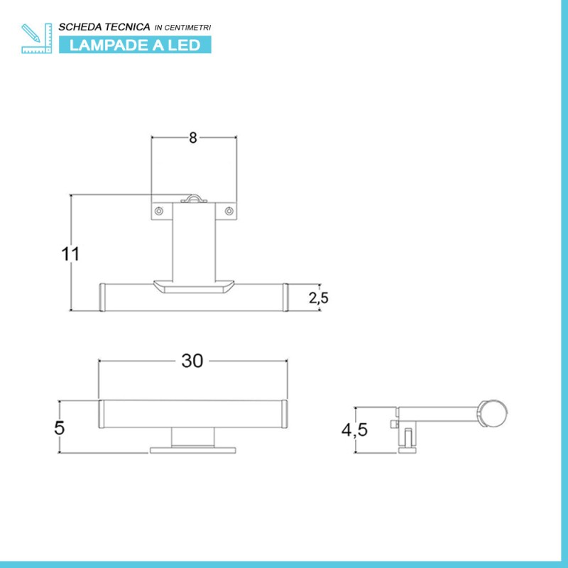 Specchio LED 50x60 cm reversibile con luce fredda