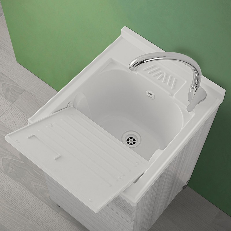 Mobile lavatoio lavanderia in resina antiacido 45x50 cm con vasca e  tavoletta
