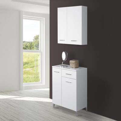 Pensile Mobile Bagno 60 Sospeso Bianco 2 Ante Stella