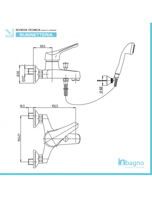 Set Miscelatori Lavabo Bidet E Vasca Con Kit Doccia Cromati Piralla