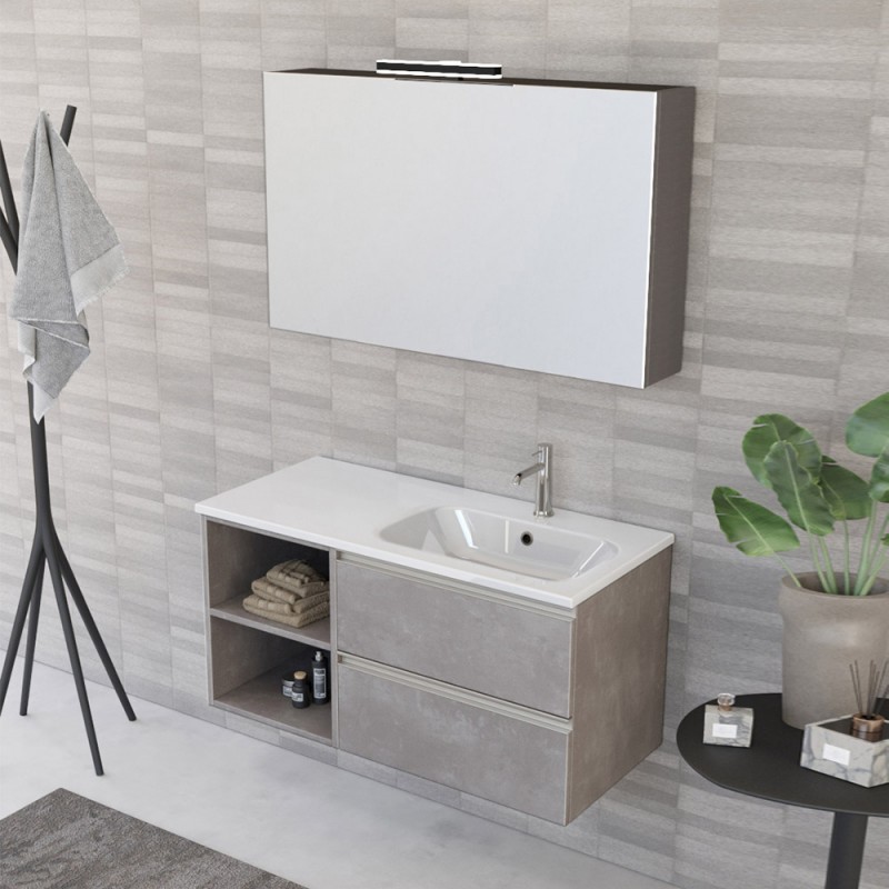 Mobile bagno sospeso 100 cm Master grigio con cassetti soft-close