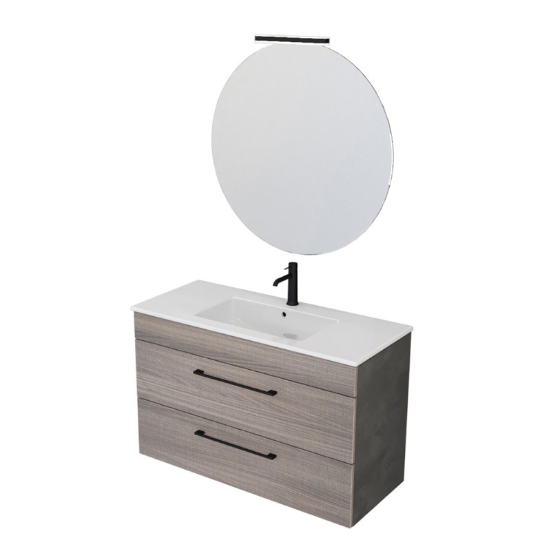 Mobile Bagno Sospeso 100 cm Lavabo e Specchio Bonussi Fenice