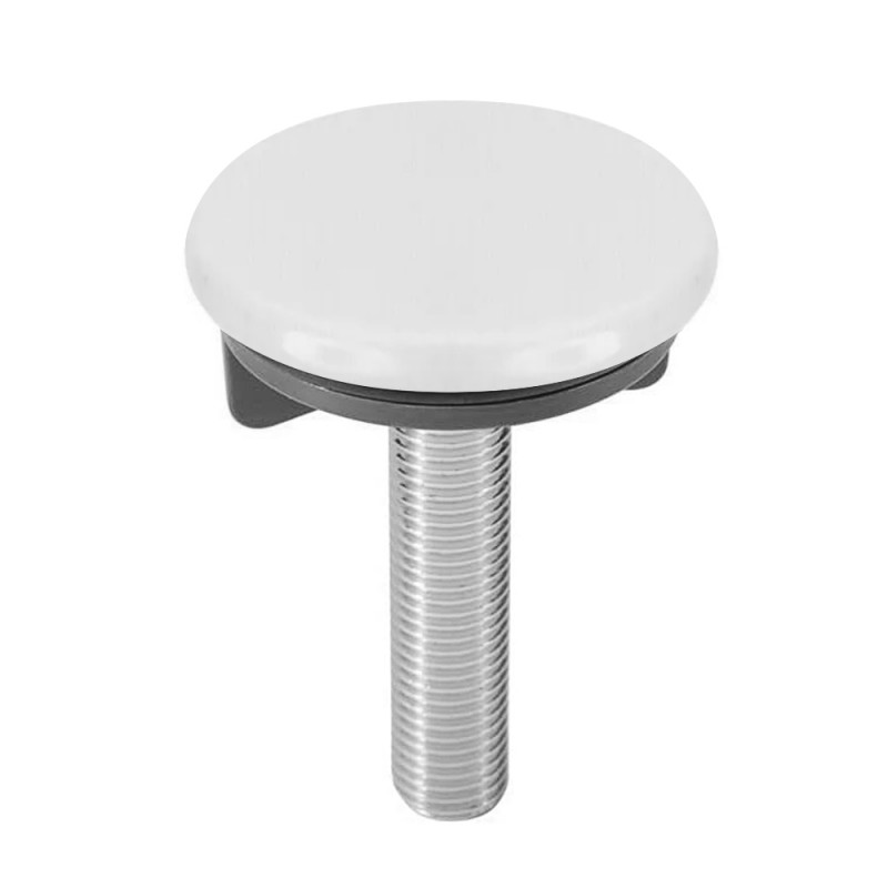 Tappo Copriforo per Lavabo in Acciaio con Tappo Bianco Diam. 47 mm