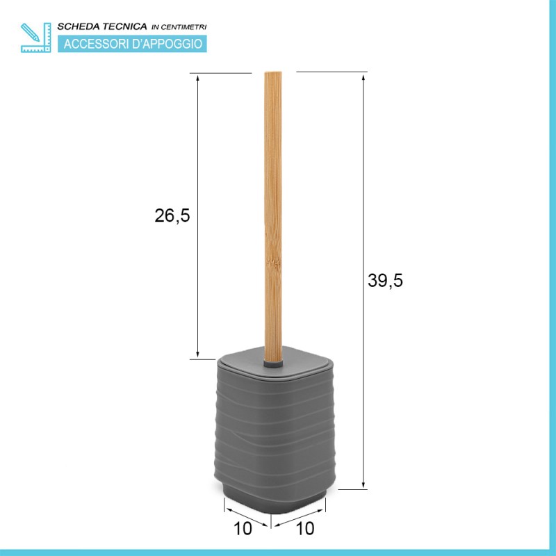 Porta scopino da appoggio grigio in abs e bambù Wave
