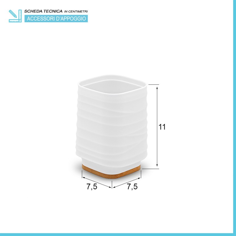 Portaspazzolini d' appoggio GEDY linea Bambù in legno naturale