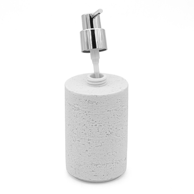 Set accessori bagno dispenser e portaspazzolini bianco in resina effetto  pietra Matera