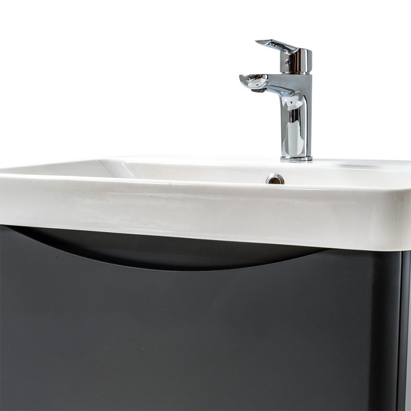 Mobile bagno sospeso 80 cm antracite con specchio a filo Zen