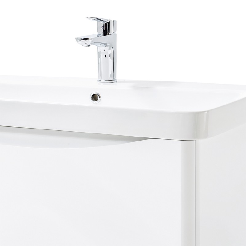 Mobile bagno London antracite lucido, cm 80, con specchio a led,lavabo e  colonna Arredobagno e Cucine s.r.l.s.