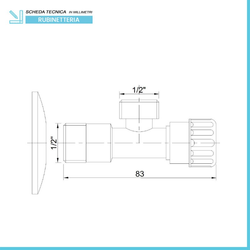 Rubinetto sottolavabo a vitone 1/2” x 1/2