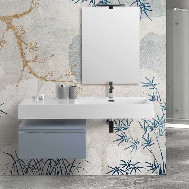 Mobile bagno sospeso 60 cm grigio perla lavabo 120 sinistro e