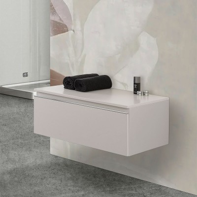 Colonna bagno sospesa 140 cm grigio lucido 2 ante soft-close Stillo