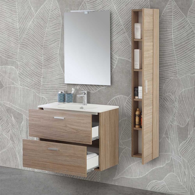 Mobile da bagno colore rovere scuro 80 cm Feridras Mondo 606032