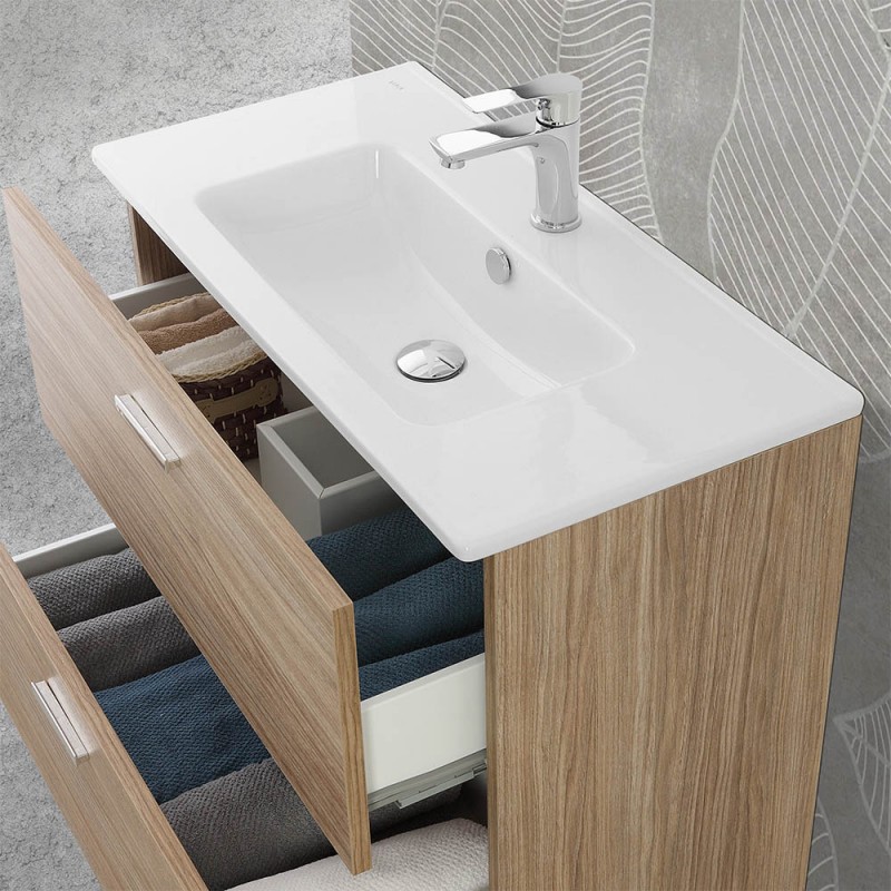 Mobile da bagno colore rovere scuro 80 cm Feridras Mondo 606032