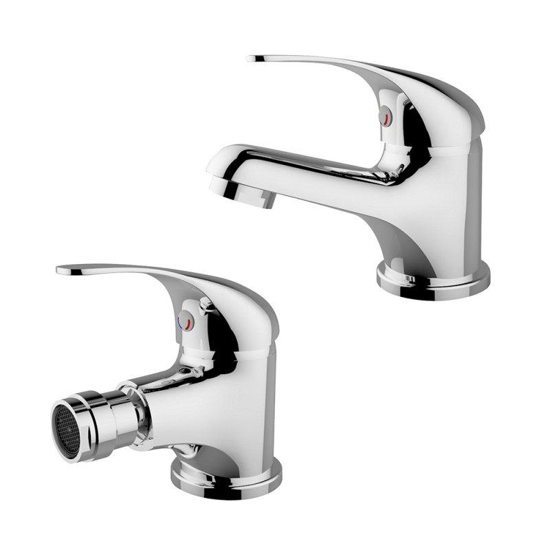 Set Miscelatori lavabo bidet serie Italia in ottone cromo