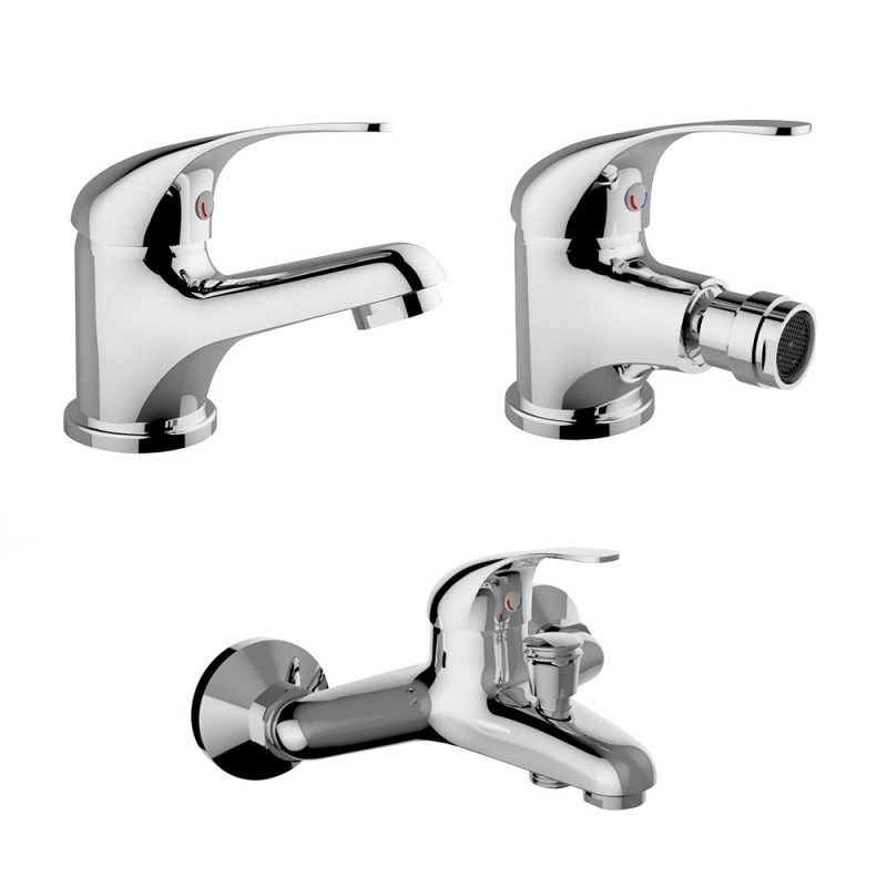 Set miscelatori lavabo bidet e vasca Italia in ottone cromo