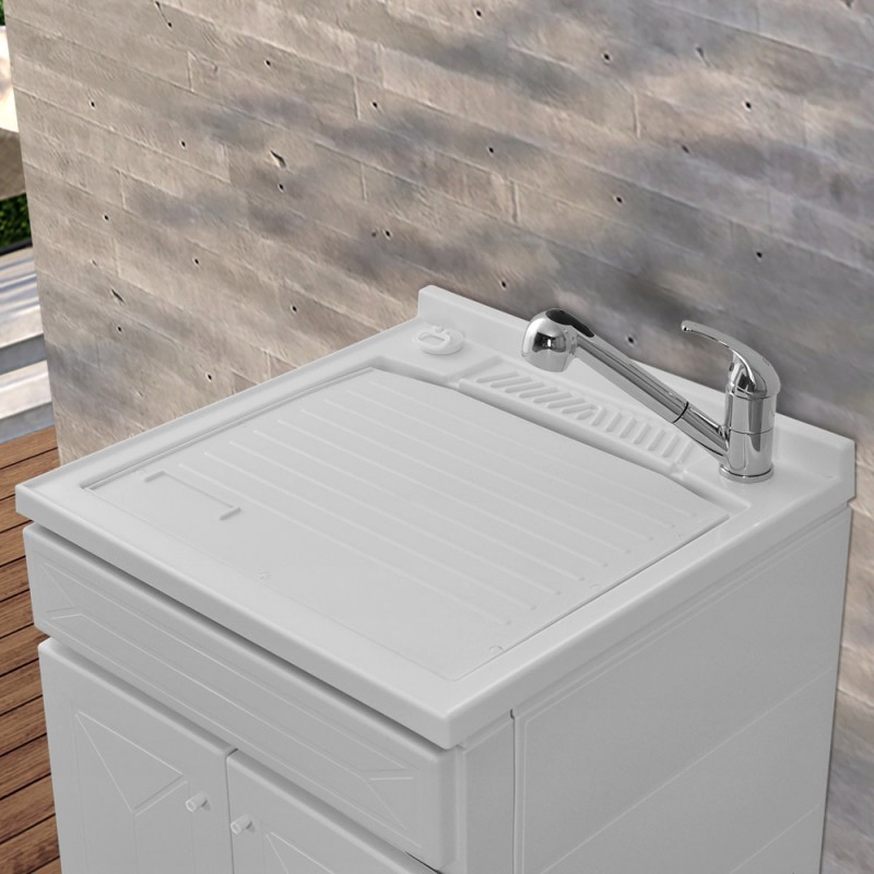 Inbagno Mobile lavatoio in Resina, Ideale per Esterni e Interni, 45x50-50x50-45x60-60x50-60x60,  Completo di ASSE Lavaggio e Kit sifone + piletta (60x60) : : Fai  da te